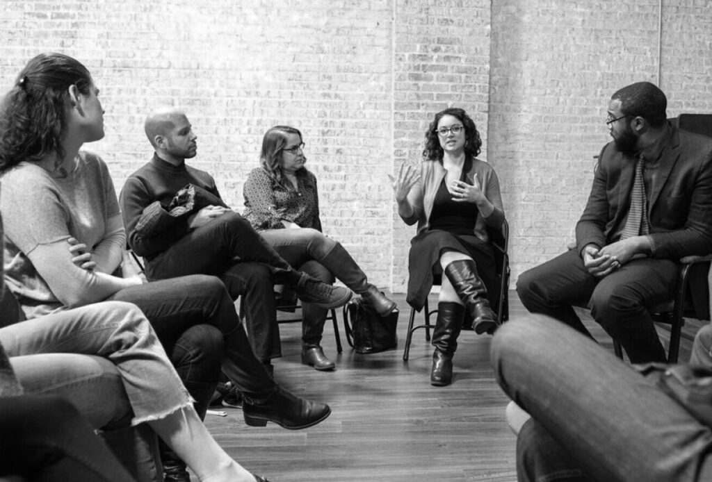 Professional woman facilitating a meeting